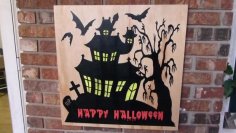 Halloween Spooky House Sign dxf File