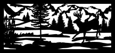 28 X 60 Herron Cattails Water Buck And Mountains DXF File