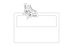 Desk Nameplate With Butterfly dxf File
