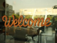 Laser Cut Welcome Wood Sign Free Vector