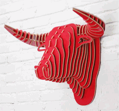 Laser Cut Bull Head Hanging Wall Decor Free Vector