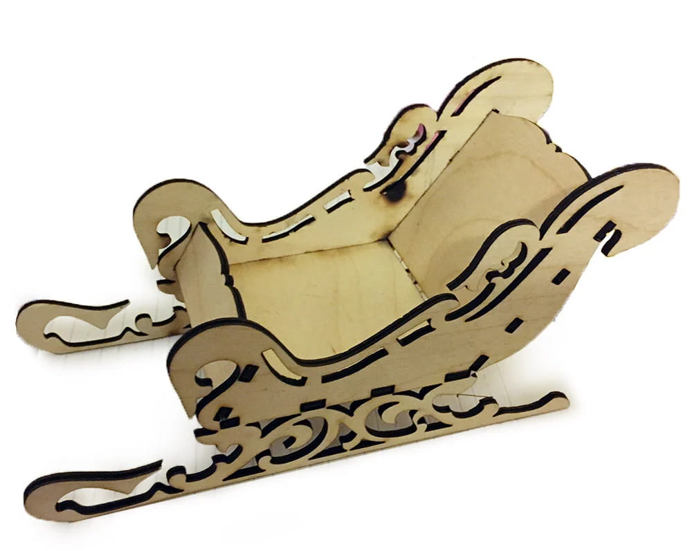 Laser Cut Sleigh 3mm SVG File Free Download - 3axis.co - 3D model önizlemesi