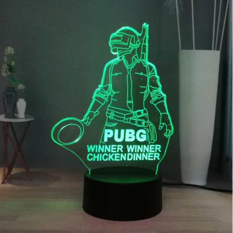 Laser Cut PUBG Mobile 3D Illusion Lamp Winner Winner Chicken Dinner Free Vector