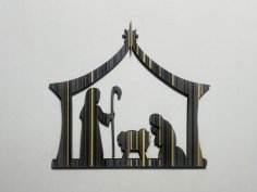 Laser Cut Nativity Scene Wood Cutout Free Vector