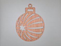 Laser Cut Star Christmas Bauble Decoration Wooden Hanging Ornament Free Vector