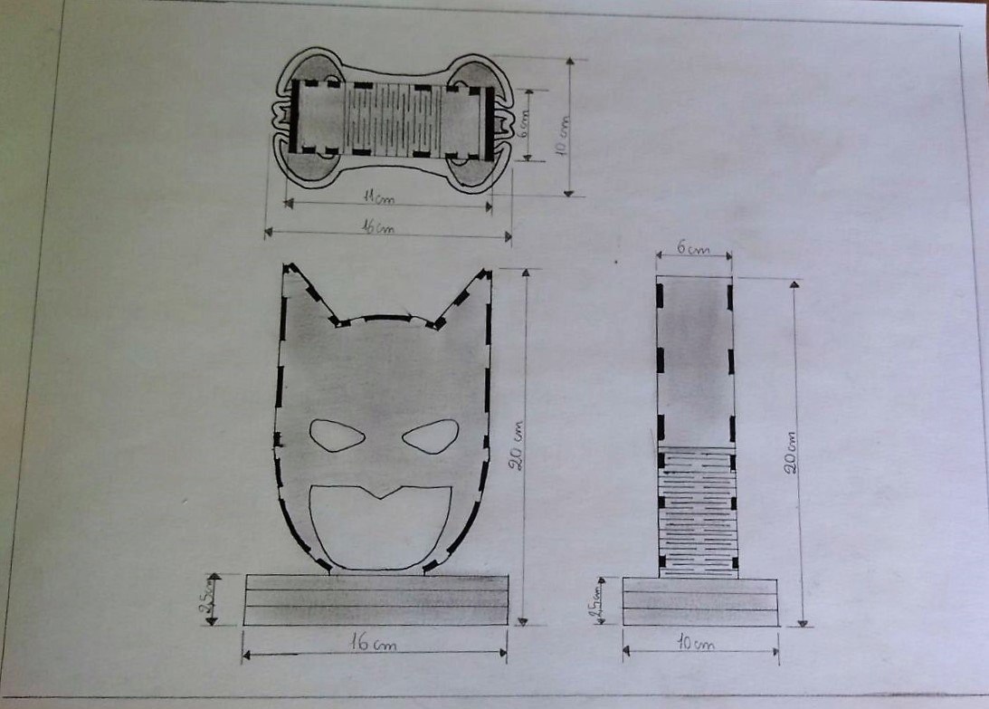 Laser Cut Batman Head Lamp Night Light DXF File