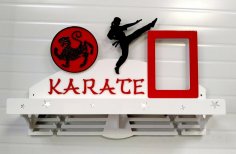 Laser Cut Karate Sport Medal Hanger Free Vector