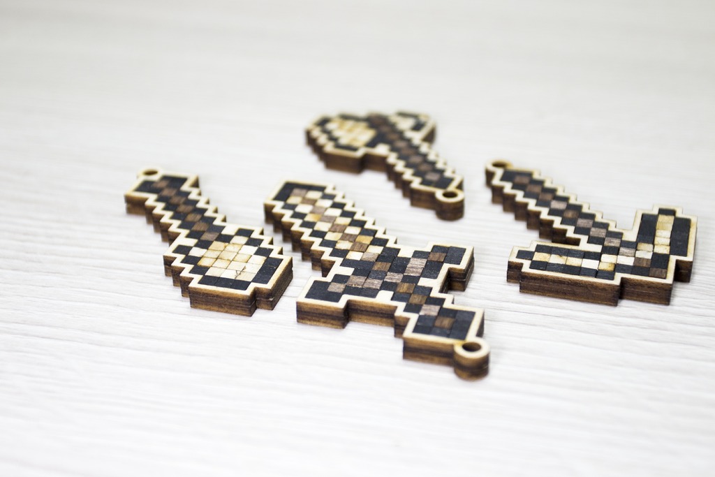 Laser Cut Minecraft Keychains 3mm DXF File