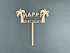 Laser Cut Palm Tree Cake Topper Free Vector