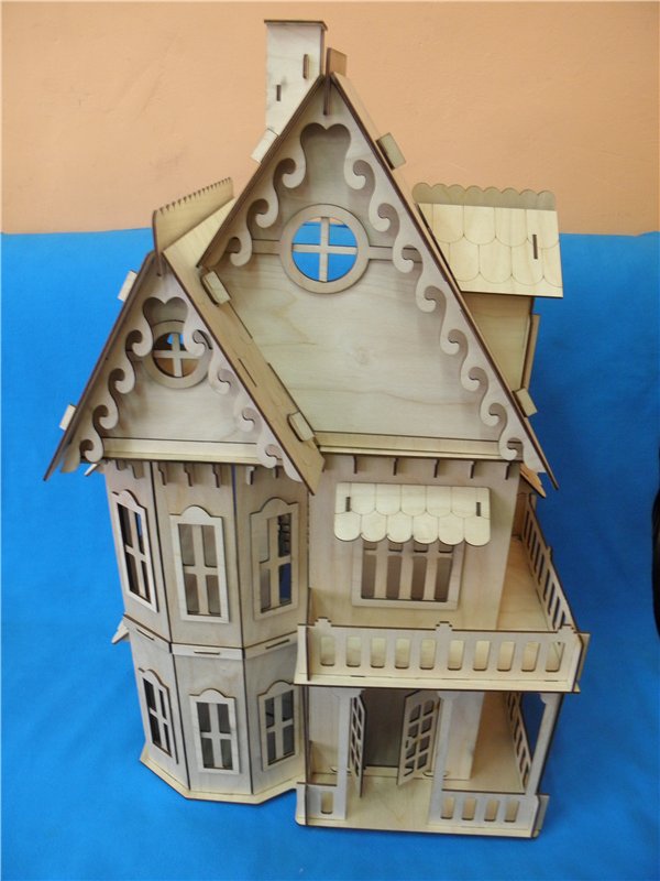 Laser Cut Wooden Gothic House Mini Two Floor Dollhouse DXF File