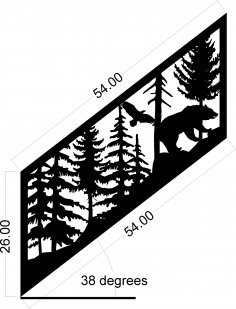 Staircase Panel Bear Eagle Plasma Metal Art Design DXF File