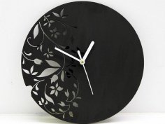 Laser Cut Wall Clock Modern Floral Design Free Vector