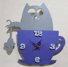 Laser Cut Children Wall Clock Cats and Mice Free Vector