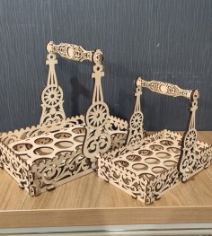 Laser Cut Decorative Easter Gift Basket Free Vector