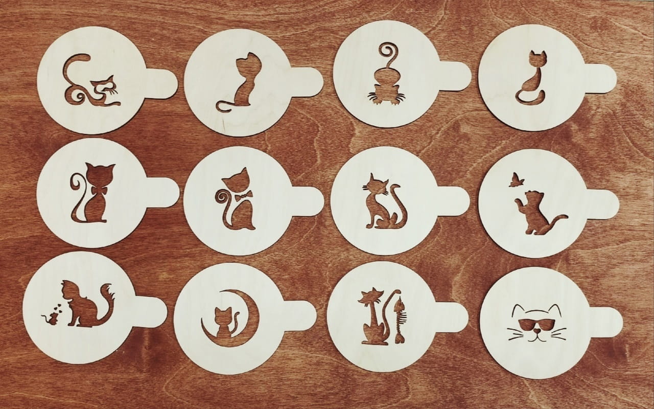 Laser Cut Cute Cat Wooden Placemats Free Vector cdr Download - 3axis.co - 3D model önizlemesi