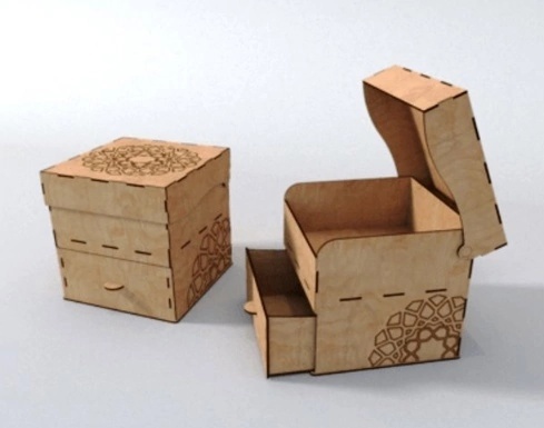 Laser Cut Gift Box With Lid And Drawer Free Vector cdr Download - 3axis.co - 3D model önizlemesi