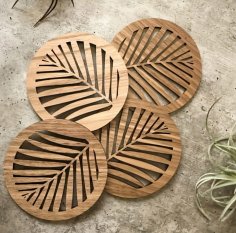 Laser Cut Abstract Bamboo Coasters Free Vector