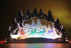 Laser Cut Christmas Santa Snowman Elk Lamp Night Light Desktop Xmas Decor Free Vector