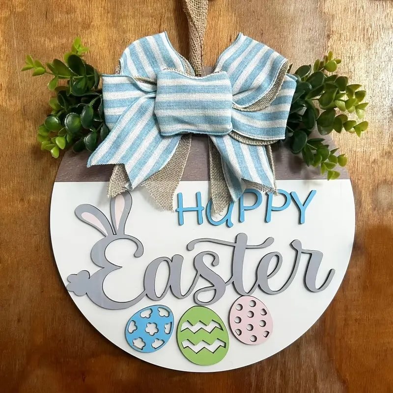Laser Cut Easter Front Door Wreath Spring Door Hanging Free Vector Download - 3axis.co - 3D model önizlemesi
