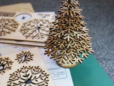 Lasercut design files for snowflake Christmas tree DXF File