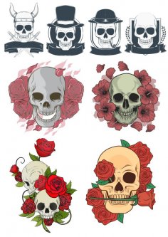 Creative hand-painted skull print pattern Free Vector