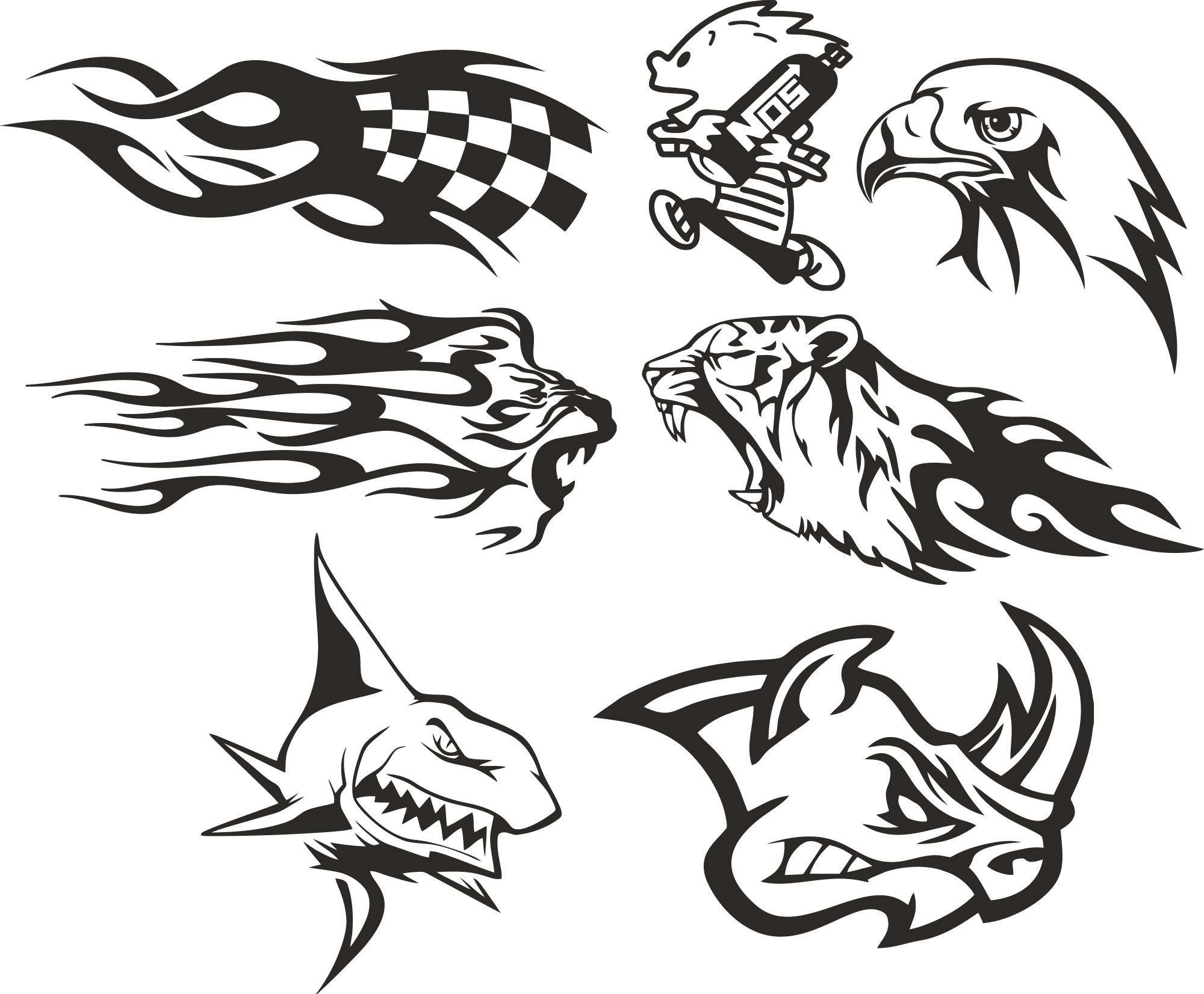 Set black and white stickers Royalty Free Vector Image