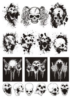 Skull T-shirt designs logos vector set Free Vector