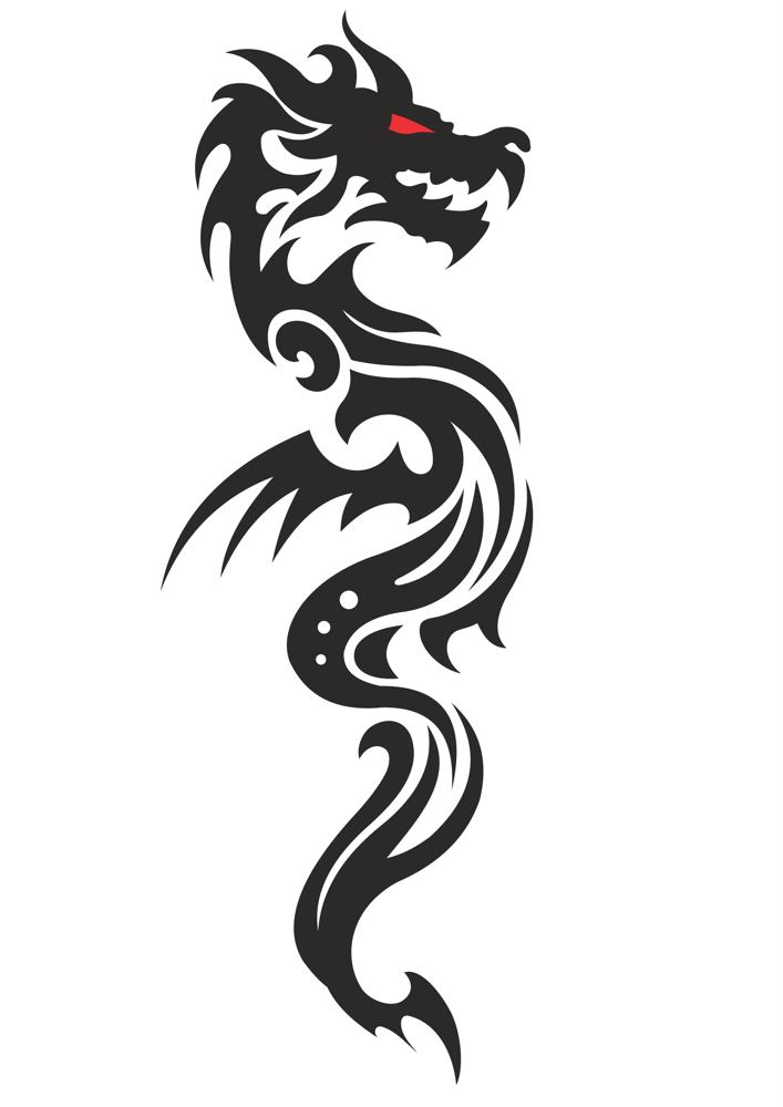 vector illustration set of round tribal dragon tattoo designs black and  white graphics 23630855 Vector Art at Vecteezy