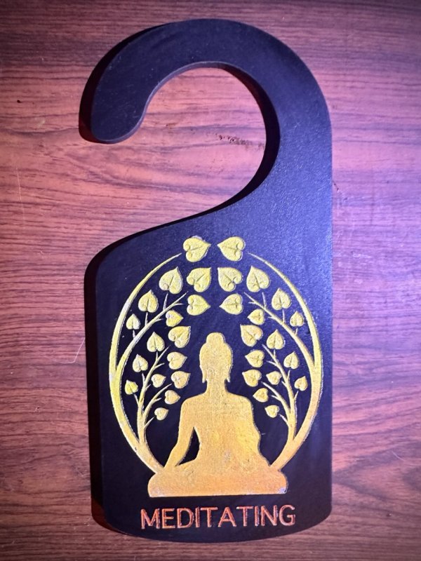 Laser Cut Meditation Door Hanger Free Vector Download - 3axis.co - 3D model önizlemesi