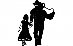 Cow boy daughter dxf File