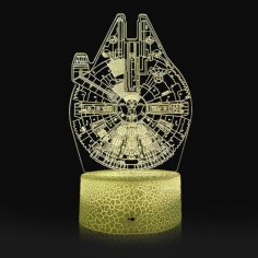 Laser Cut Millennium Falcon 3D Illusion Lamp DXF File