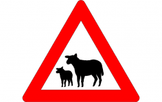 Road sign warning of sheep on road dxf File