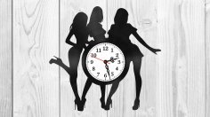 Girls silhouette vinyl record clock Free Vector