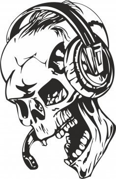 Skull with Headphones Sticker Vector Free Vector