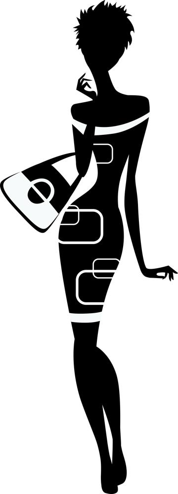 woman in dress silhouette vector