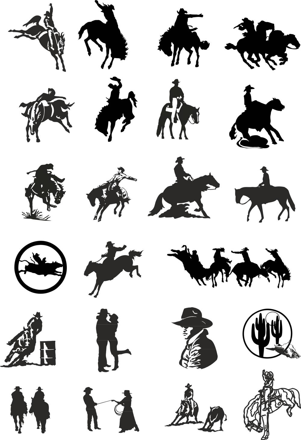 Cowboy silhouette vector set Free Vector cdr Download 3axis.co