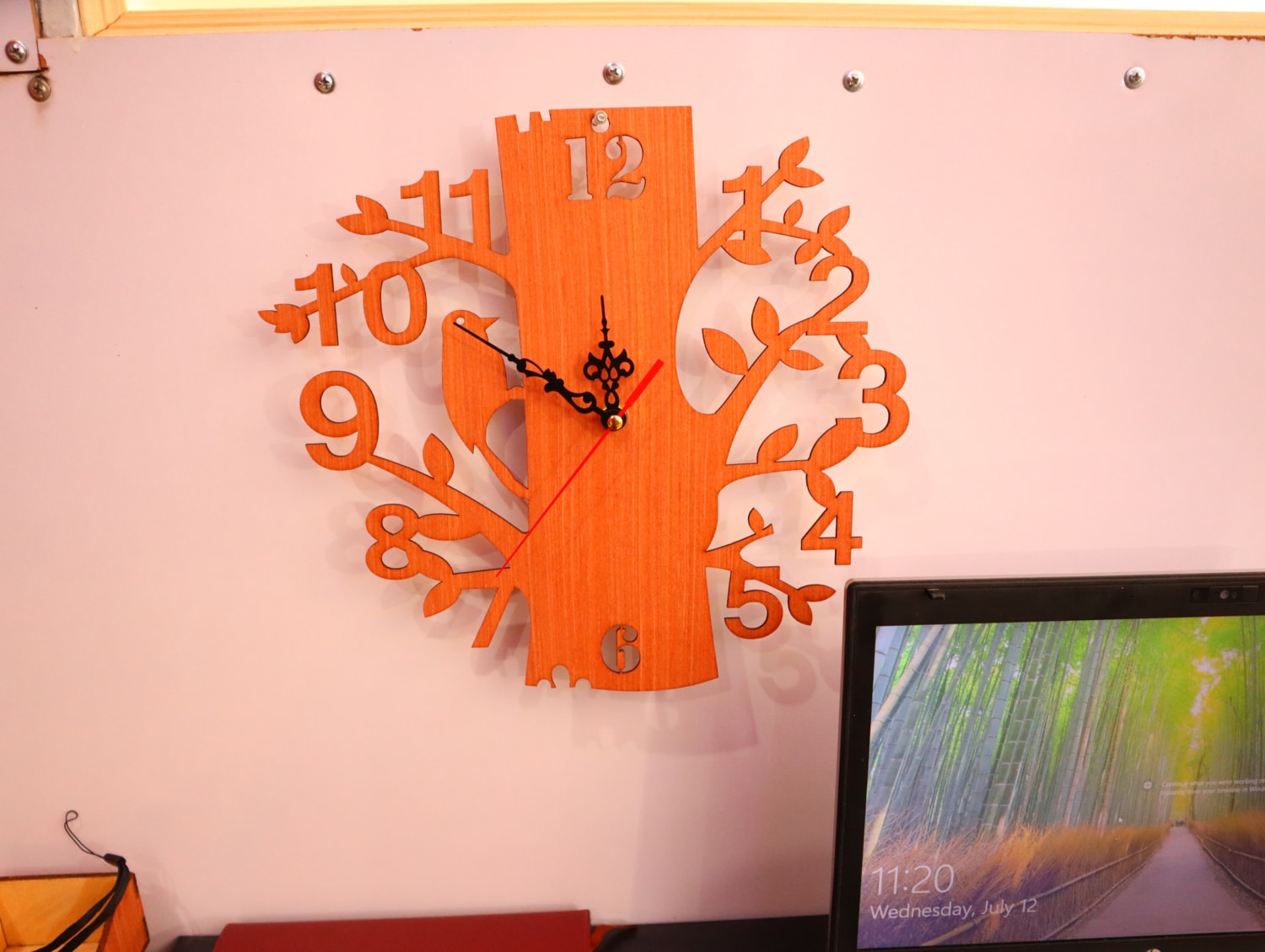 Laser Cut Wooden Tree Wall Clock Free Vector