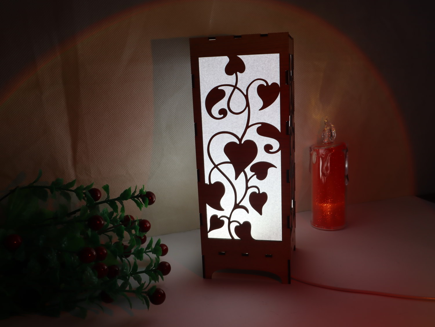 Laser Cut Wooden Lampshade Floral Pattern 3mm Free Vector