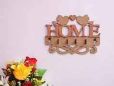 Laser Cut Birds Family Wall Key Holder 3mm Free Vector