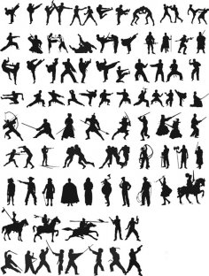 Fighting Silhouettes Free Vector