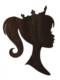 Laser Cut Barbie Head With Crown Princess Plywood Decoration Free Vector