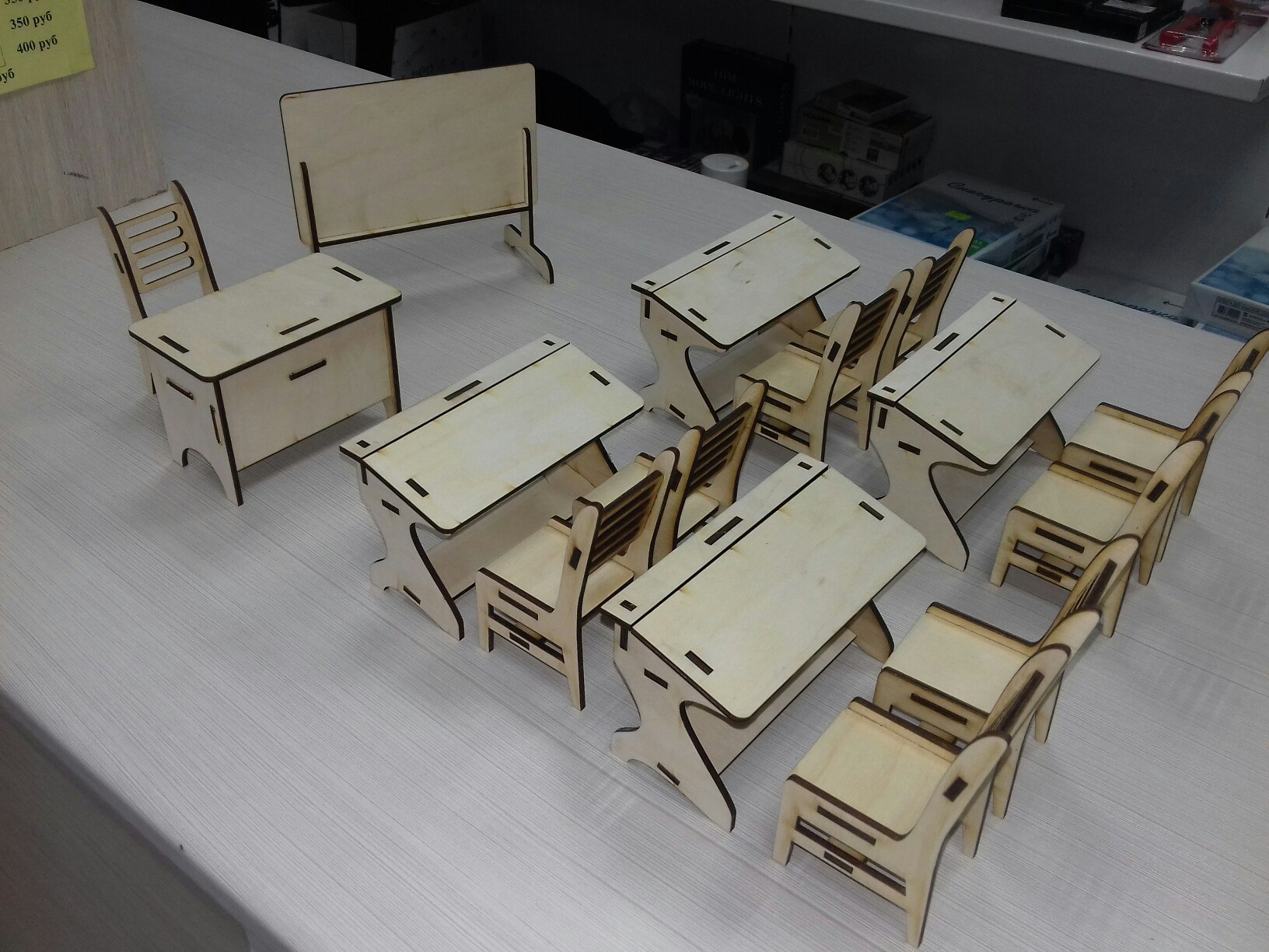 Laser Cut Miniature Classroom Furniture Free Vector