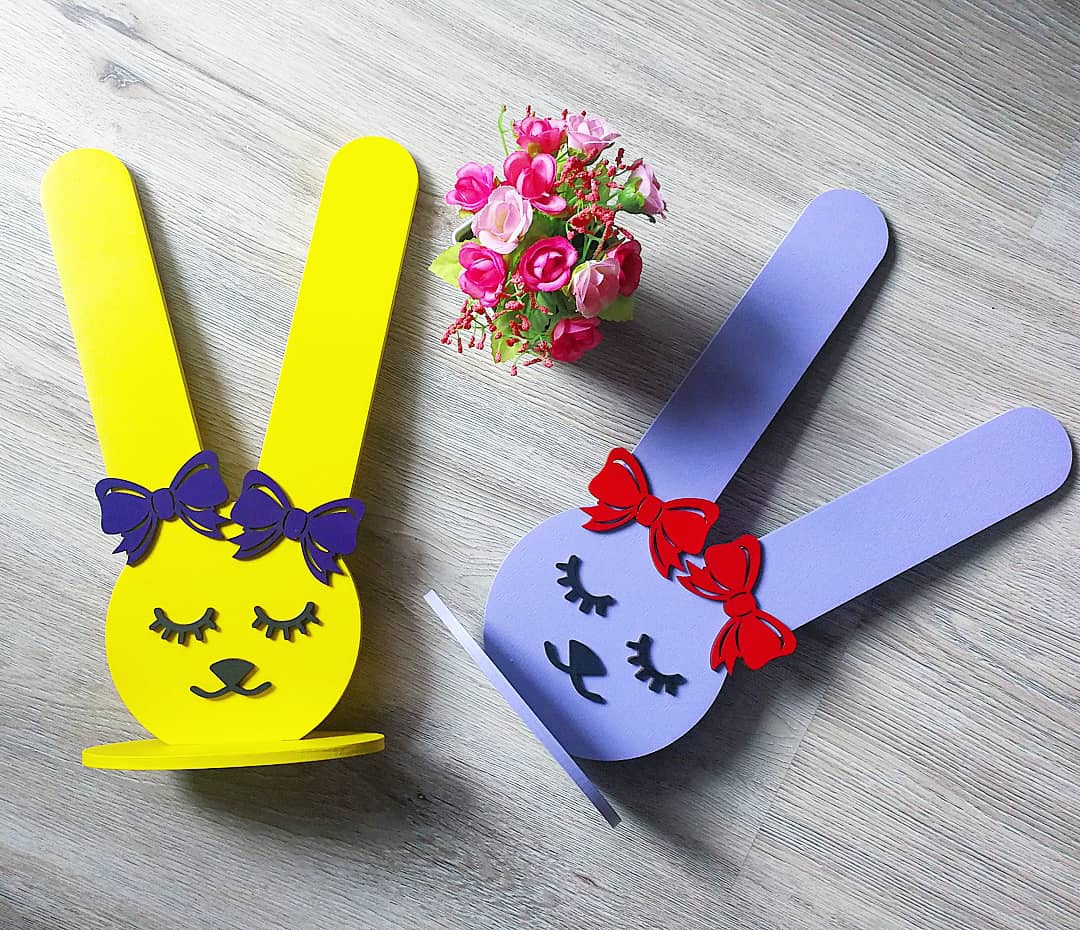 Laser Cut Bunny Rubber Band Holder Free Vector cdr Download 