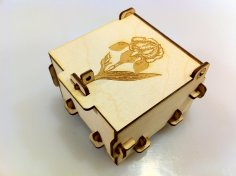 Flower Engraved Pinned Box 3mm Plywood Laser Cut Template DXF File