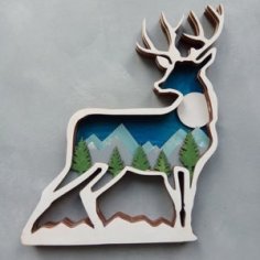 Laser Cut Wooden Deer 3d Layered Art Free Vector