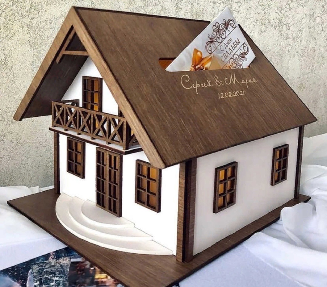 Laser Cut House Shaped Wedding Card Box Free Vector cdr Download 3axis.co