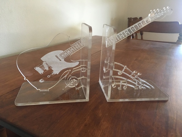 Laser Cut Acrylic Engraved Guitar Bookends Free Vector