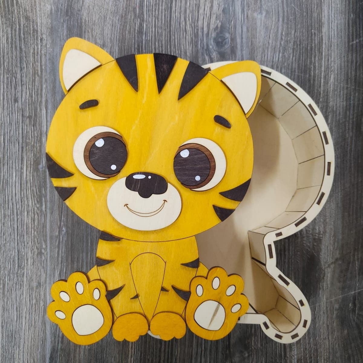 Laser Cut Tiger Cub Gift Box Free Vector