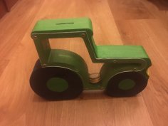 Laser Cut Tractor Piggy Bank DXF File