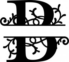 Split Monogram Letter B DXF File